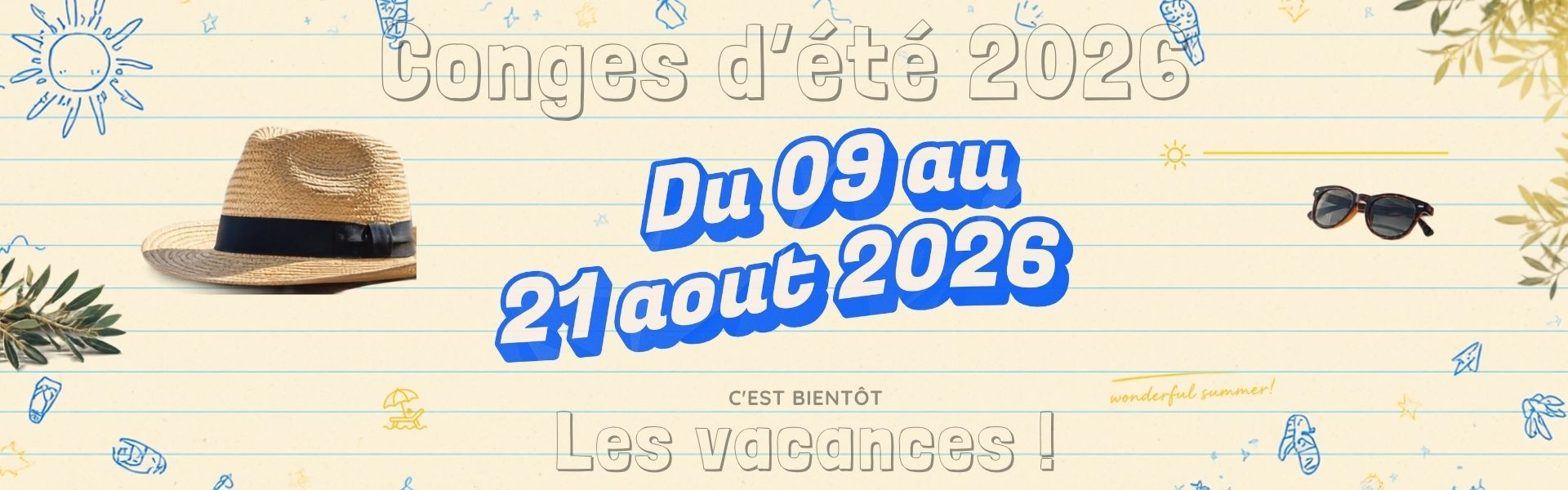Congés d'été 2026
